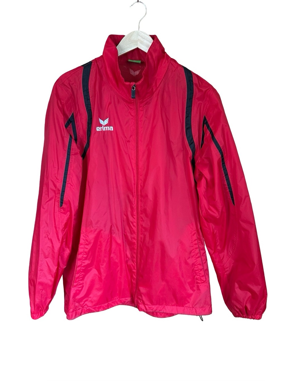 Erima Full Zip Hooded Nylon Rain Jacket Red UK 40/42- US L